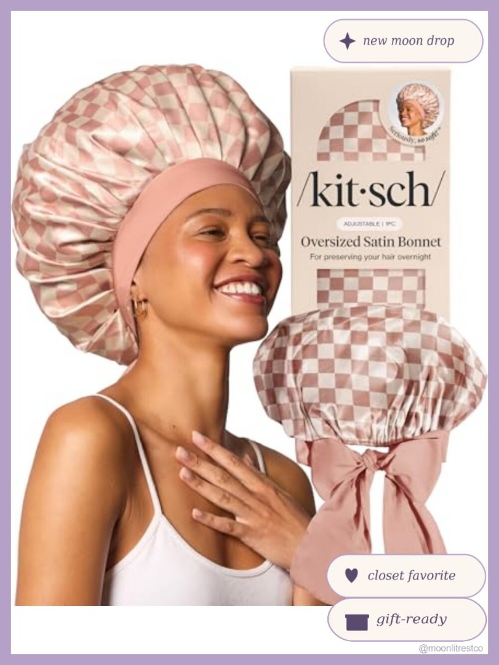 XL Adjustable Satin Sleep Bonnet for Curly Natural Hair